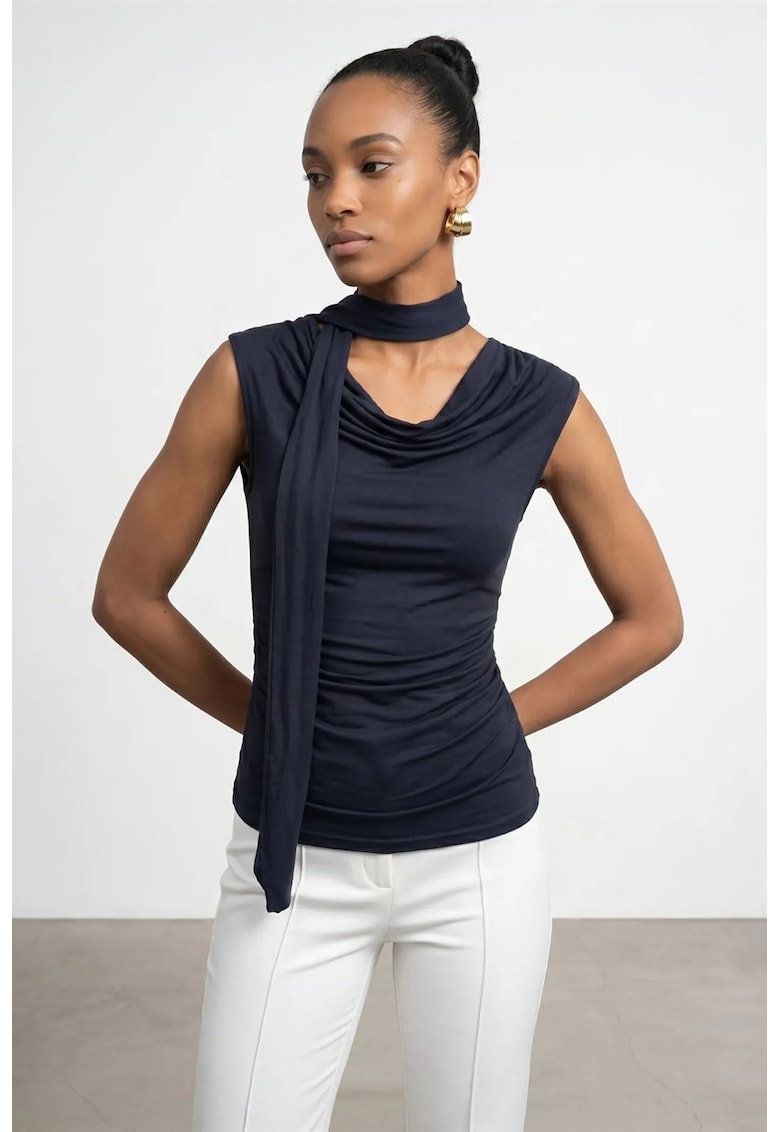 Bluza dama - fara maneci - albastru marin - viscoza cu elastan