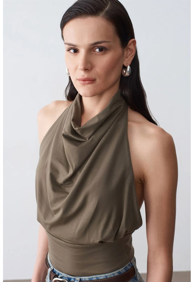 Bluza dama - mulata fara maneci - verde kaki - tencel si elastan