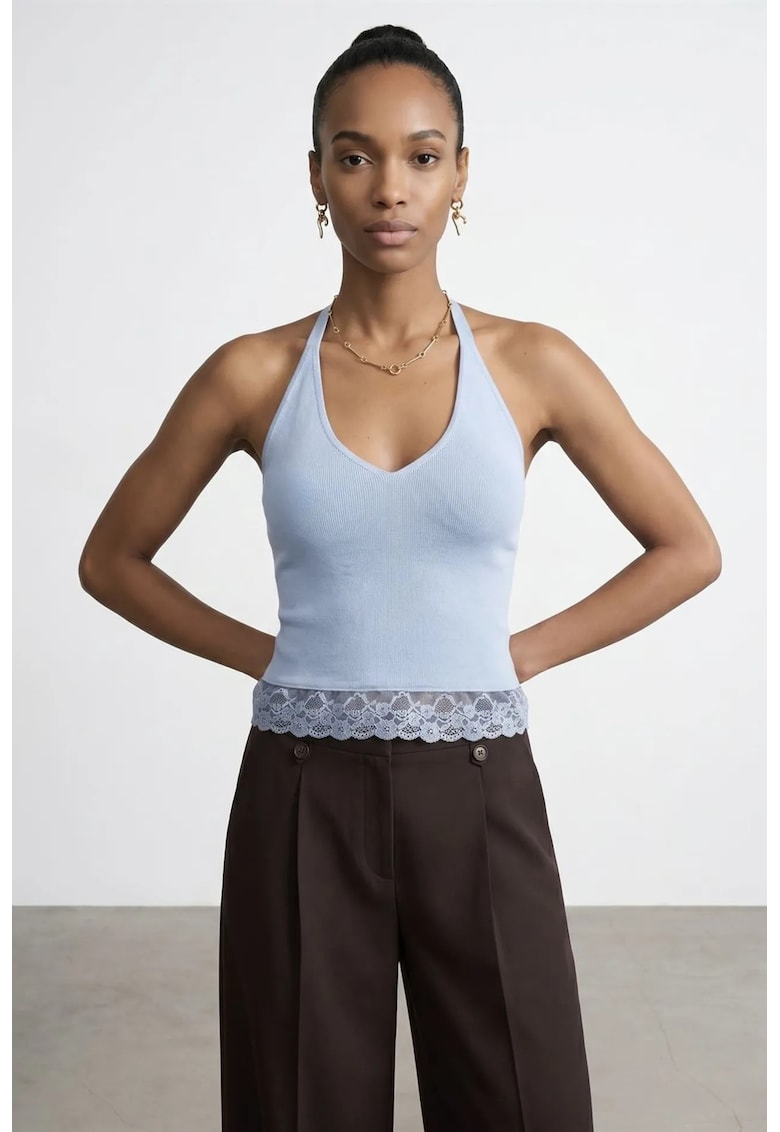 Bluza dama - bluza fara maneci - captusita - albastru bebelus - elegant -
