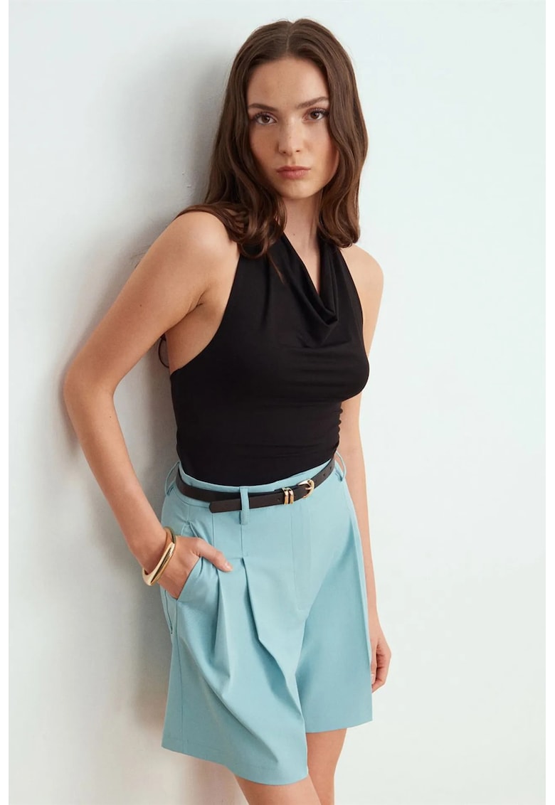 Bluza dama - bluza fara maneci - elegant - negru - tencel si elastan