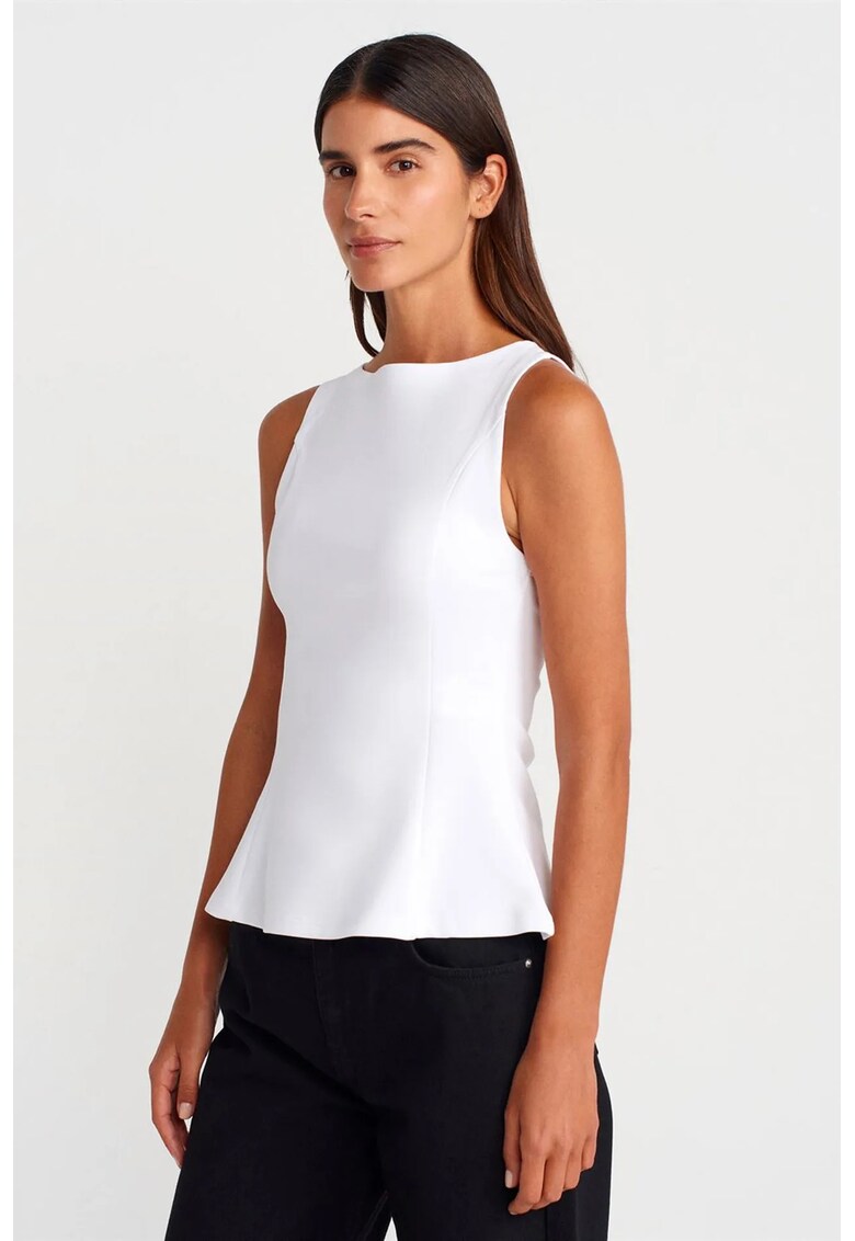Bluza dama - Bluza Peplum mulata - volanase - Alb - 80% bumbac