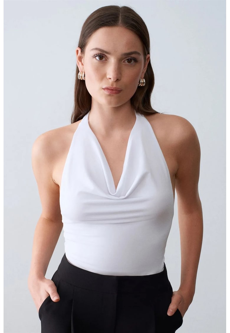 Bluza dama - fara maneci - elegant - alb - 95% tencel