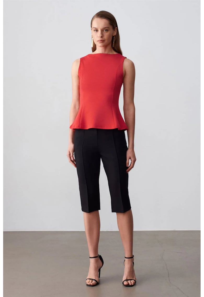 Bluza dama - Peplum mulata - volanase - rosu - 80% bumbac