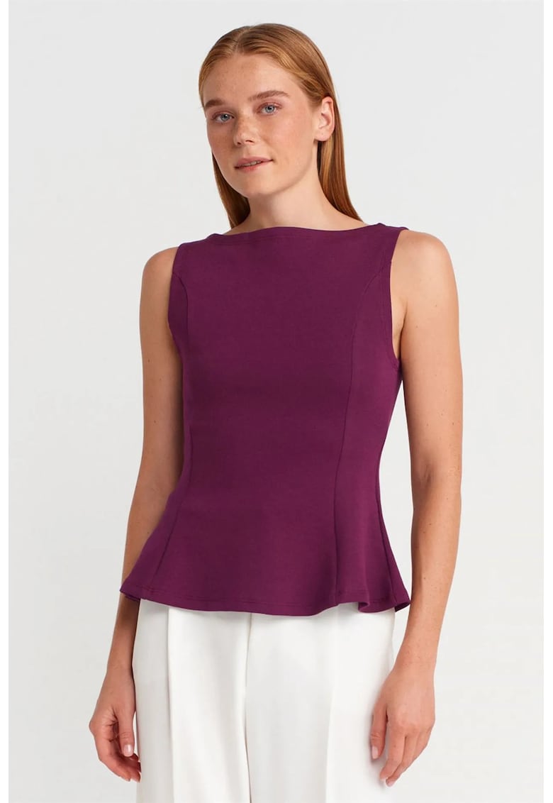 Bluza dama - Bluza Peplum Cambrata - volanase - mov ametist - 80% bumbac
