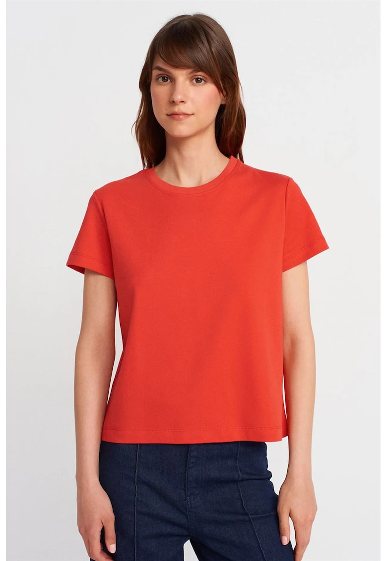 Tricou dama bumbac reiat - portocaliu aprins - maneca scurta - regular fit