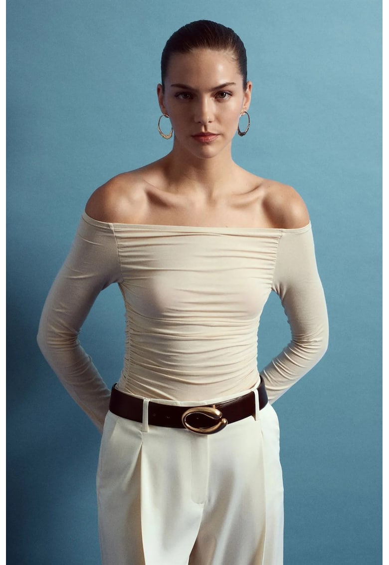 Bluza dama - slim - crem - tricot subtire
