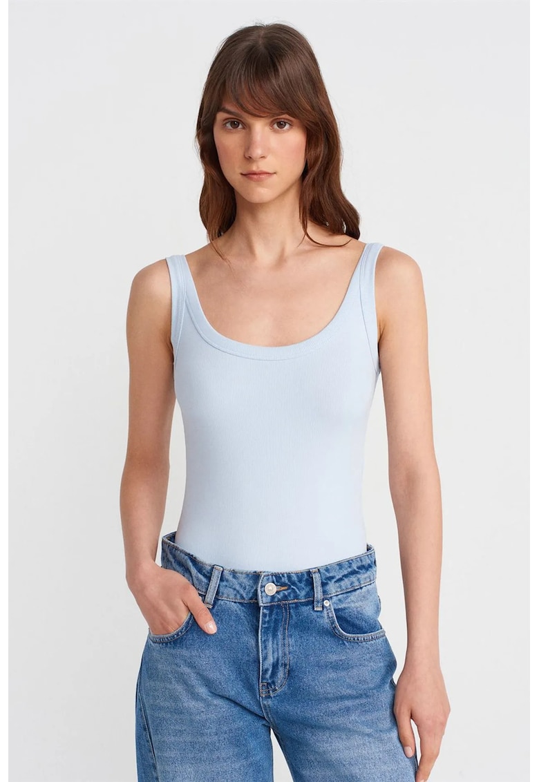 Body femei - casual - elastic - albastru deschis - amestec de bumbac