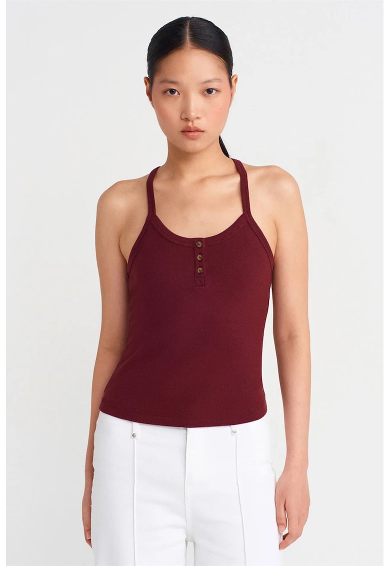 Bluze dama - Slim Fit - rosu burgundy - bumbac/modal/elastan
