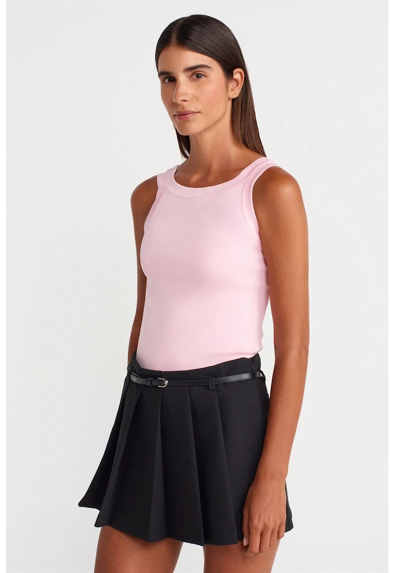 Bluza dama - fara maneci - decolteu patrat - roz pudra - casual -