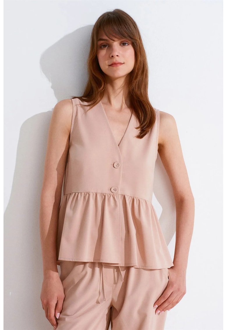 Bluza dama - bluza fara maneci - roz pudrat - casual