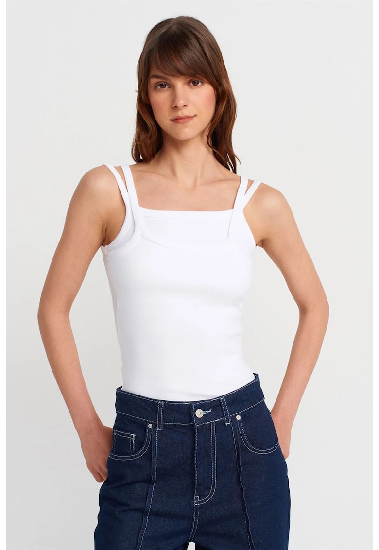 Bluza dama - bluza fara maneci - casual - alb - 95% bumbac