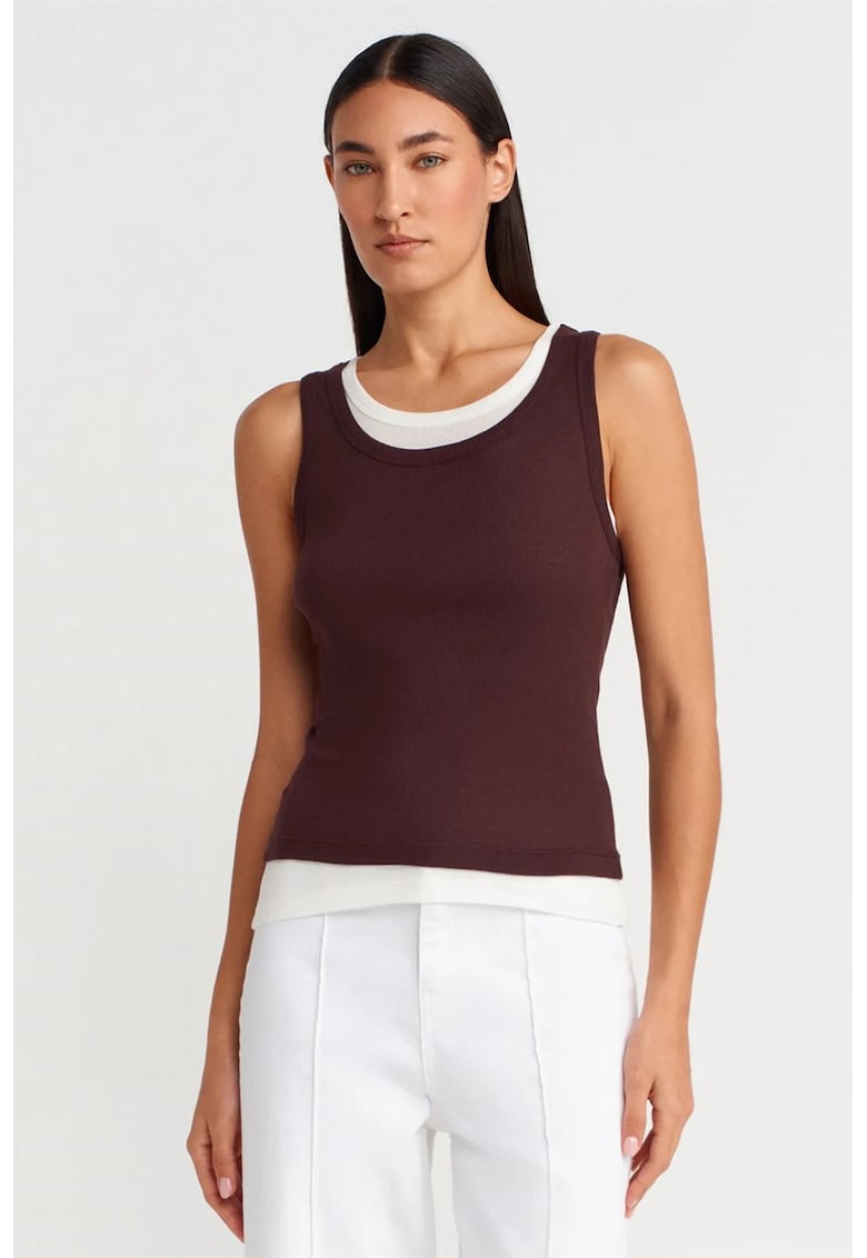 Maiou dama - fara maneci - bumbac - rosu burgundy -