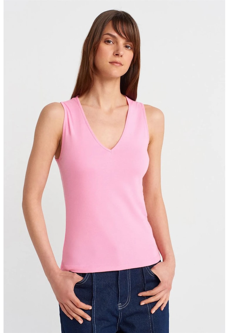 Bluza dama - fara maneci - roz aprins - 100% bumbac