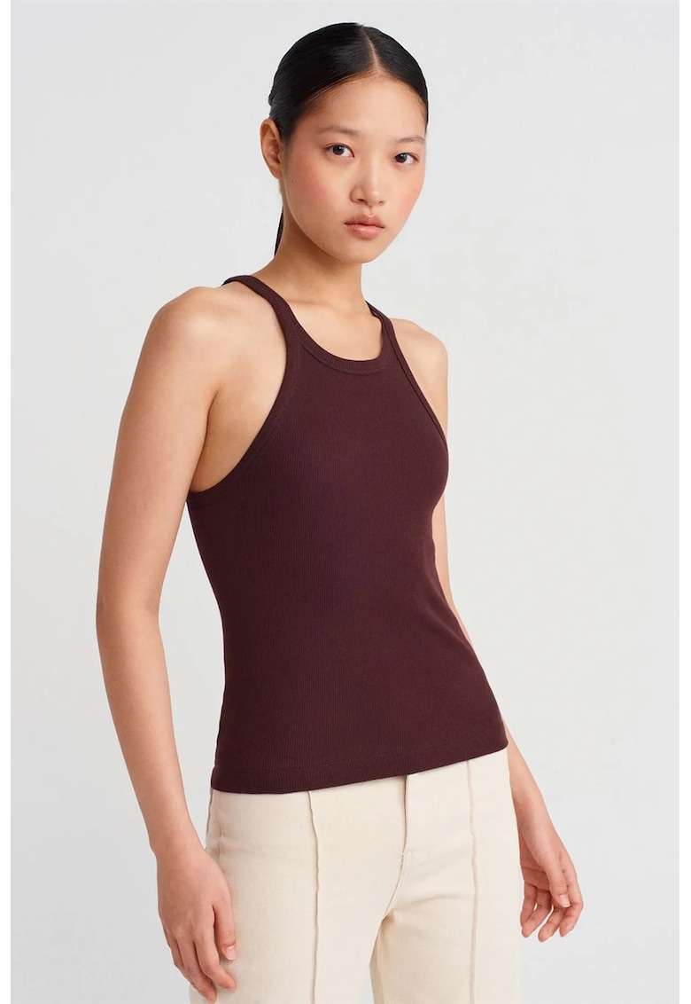 Bluze dama - fara maneci - bumbac - rosu burgundy