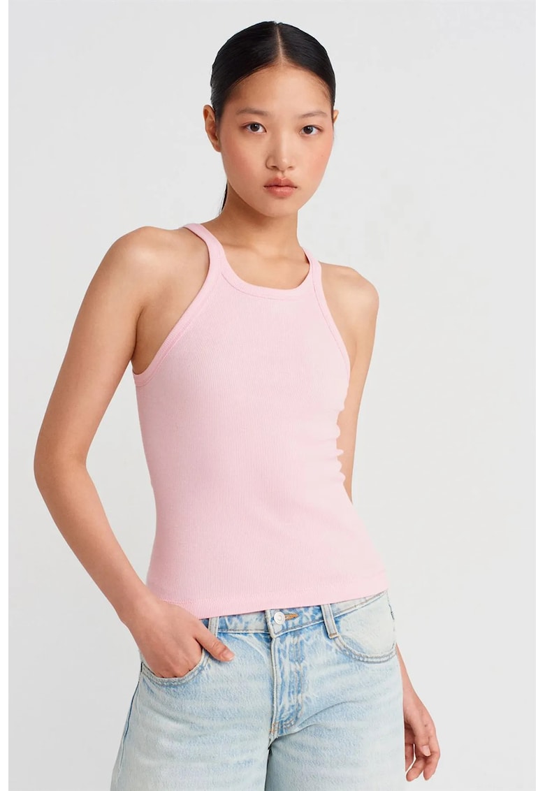 Bluza dama - fara maneci - roz pudra - bumbac