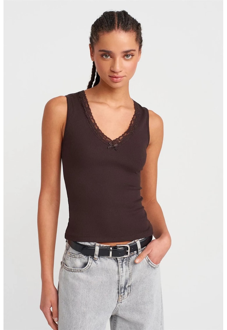 Bluza dama - fara maneci - captusita - maro cafea - bumbac cu elastan