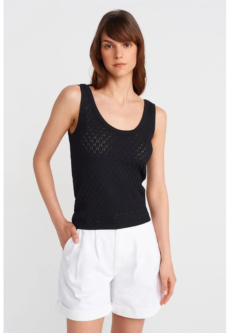 Bluza dama - fara maneci - casual - negru - texturat -