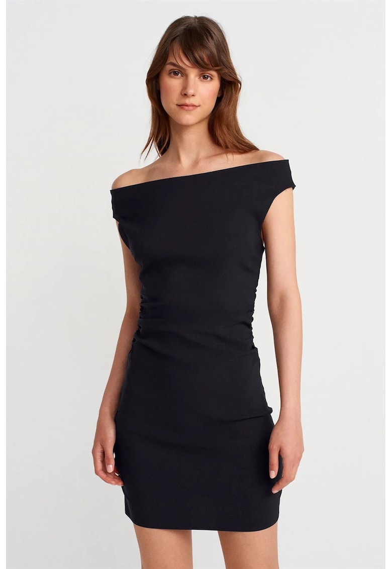 Rochie Mini Bodycon Eleganta - Neagra - Maneci Lungi - Fermoar - 70% Viscoza