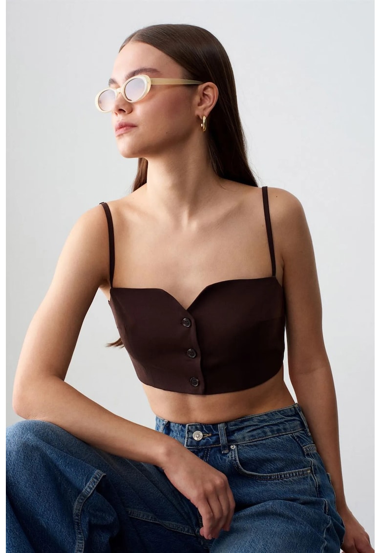 Vesta scurta - mulata - eleganta - maro - 100% Tencel