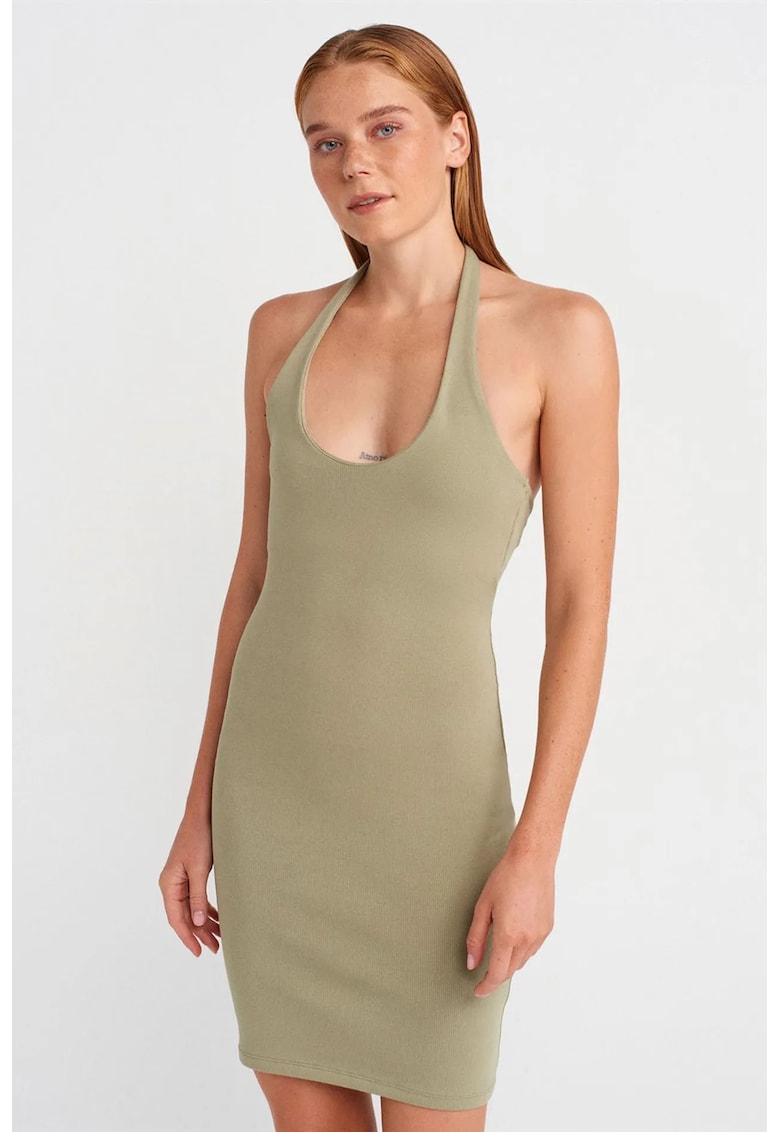 Rochie Mini - Bodycon - Elegant - Verde salvie - Bumbac
