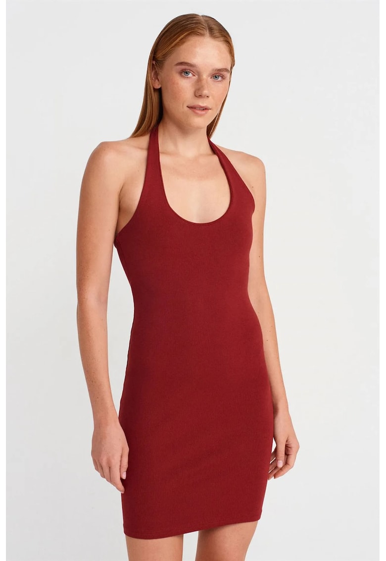 Rochie Mini - Bodycon - Elegant - Rosu Burgundy - Bumbac/Elastan