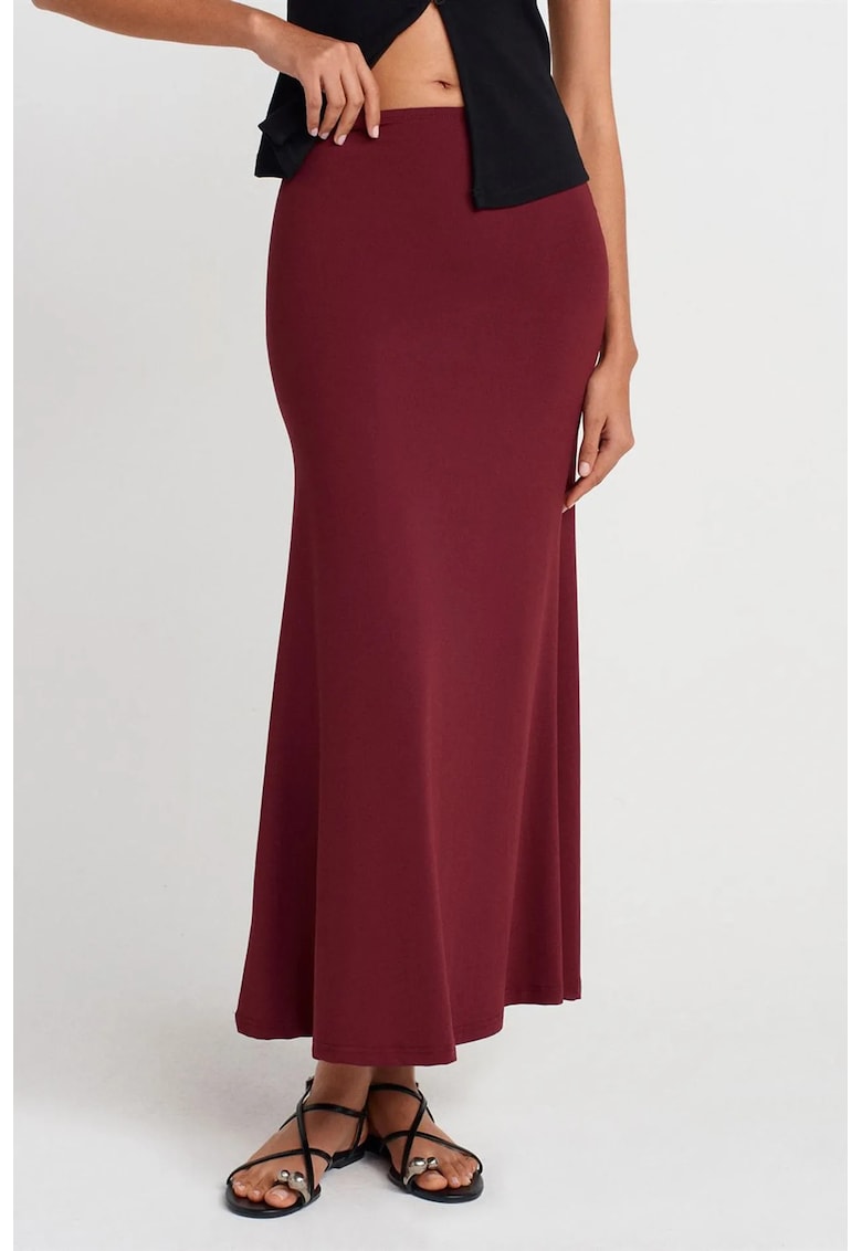 Fusta Maxi Casual - talie inalta - rosu burgundy - 93% nailon/7% elastan
