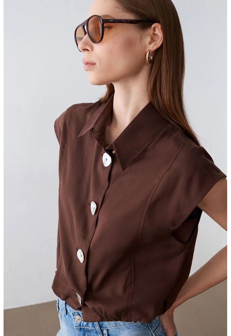 Bluza dama - Bluza fara maneci - regular fit - maro cafea - 100% Tencel
