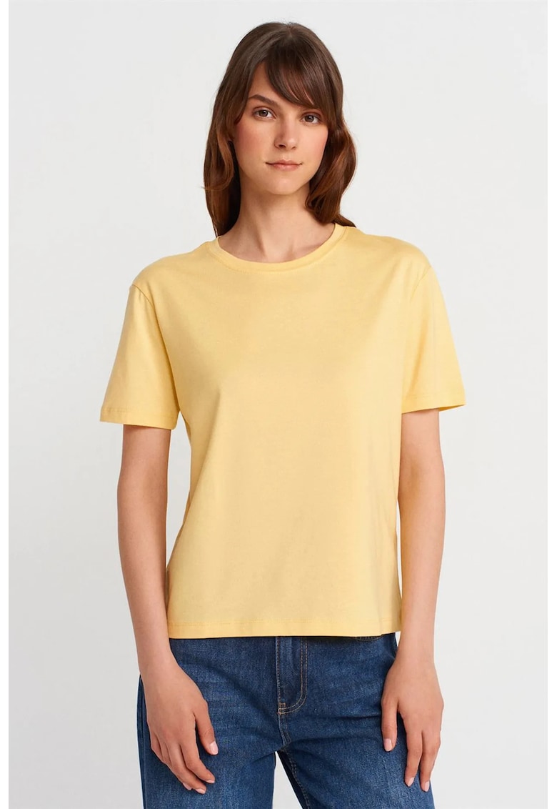 Tricou dama - tricou din bumbac modal - galben lamaie - maneca scurta - regular fit