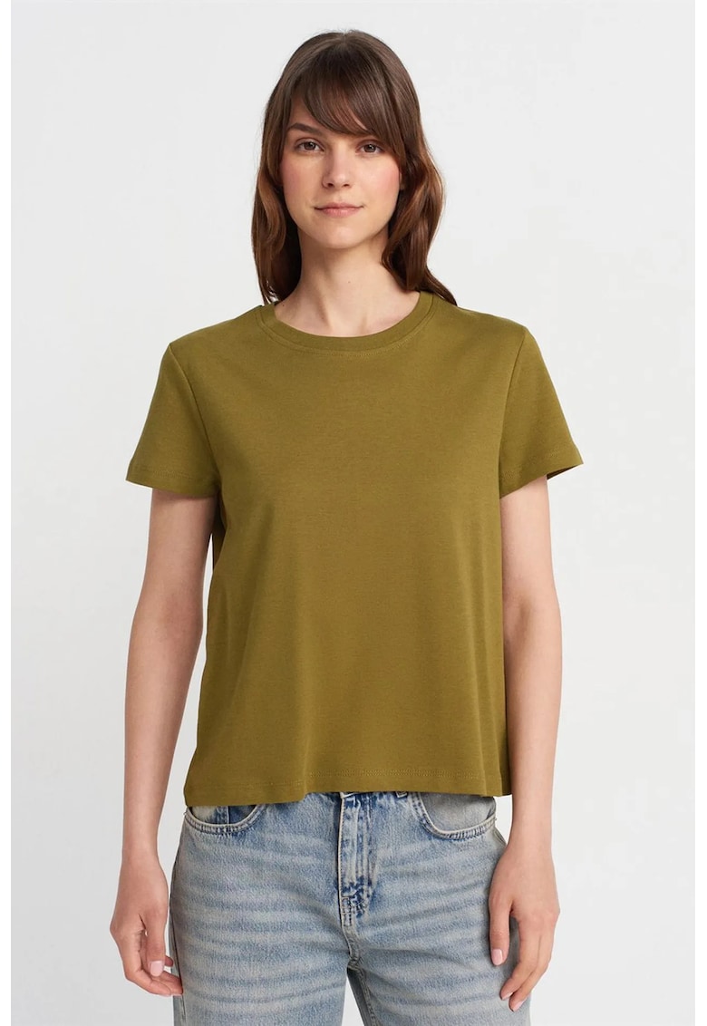 Tricou dama regular fit - maneca scurta - verde kaki - 100% bumbac