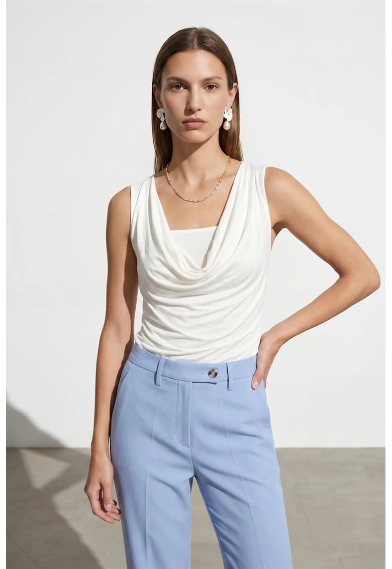 Bluza dama - jerseu fara maneci - alb prafuit - 96% viscoza - 4% elastan