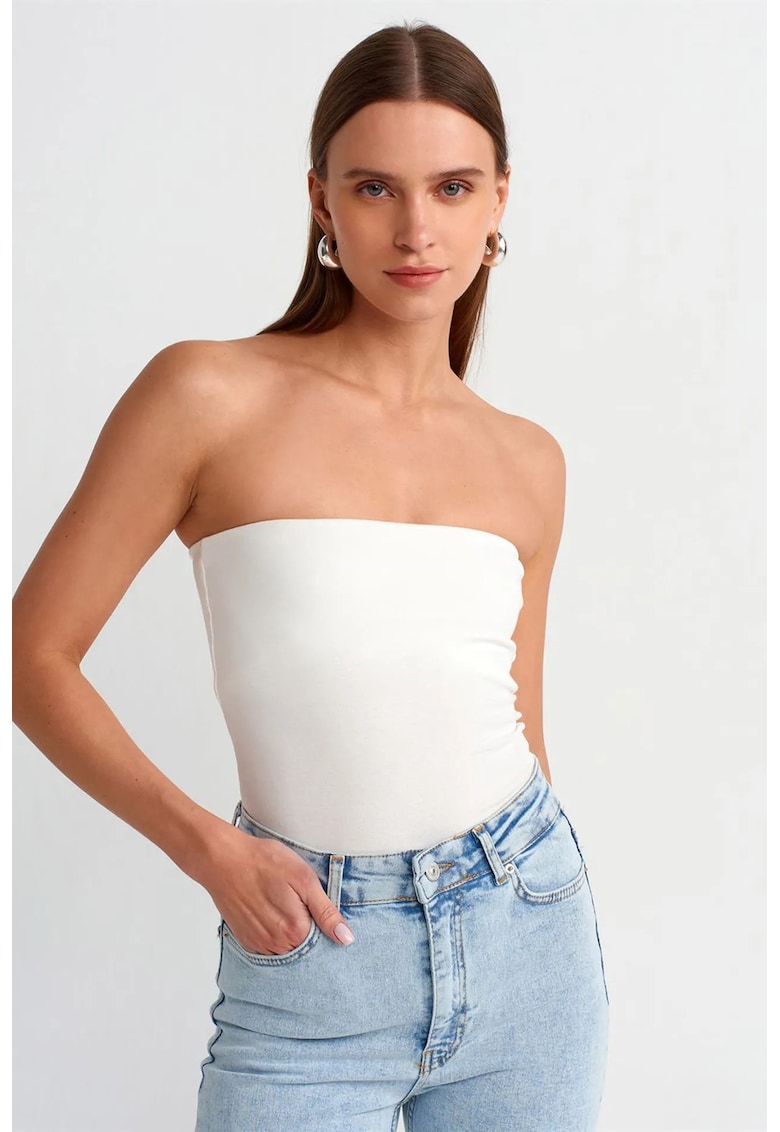 Bluza dama - tip bandeau mulata - alb - bumbac cu elastan