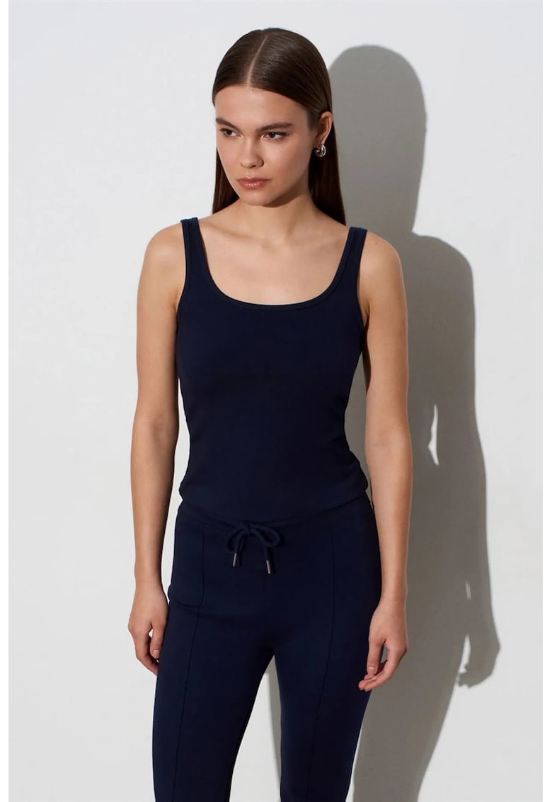 Bluza dama - Bluza din jerseu fara maneci - elastic - albastru marin - 95% bumbac