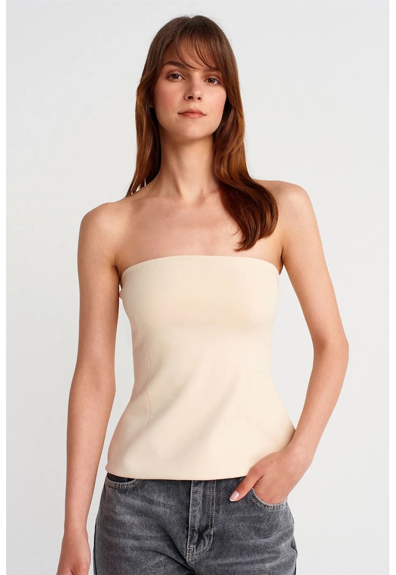 Maiou dama - bandeau - slim-fit - crem natural - bumbac 80%