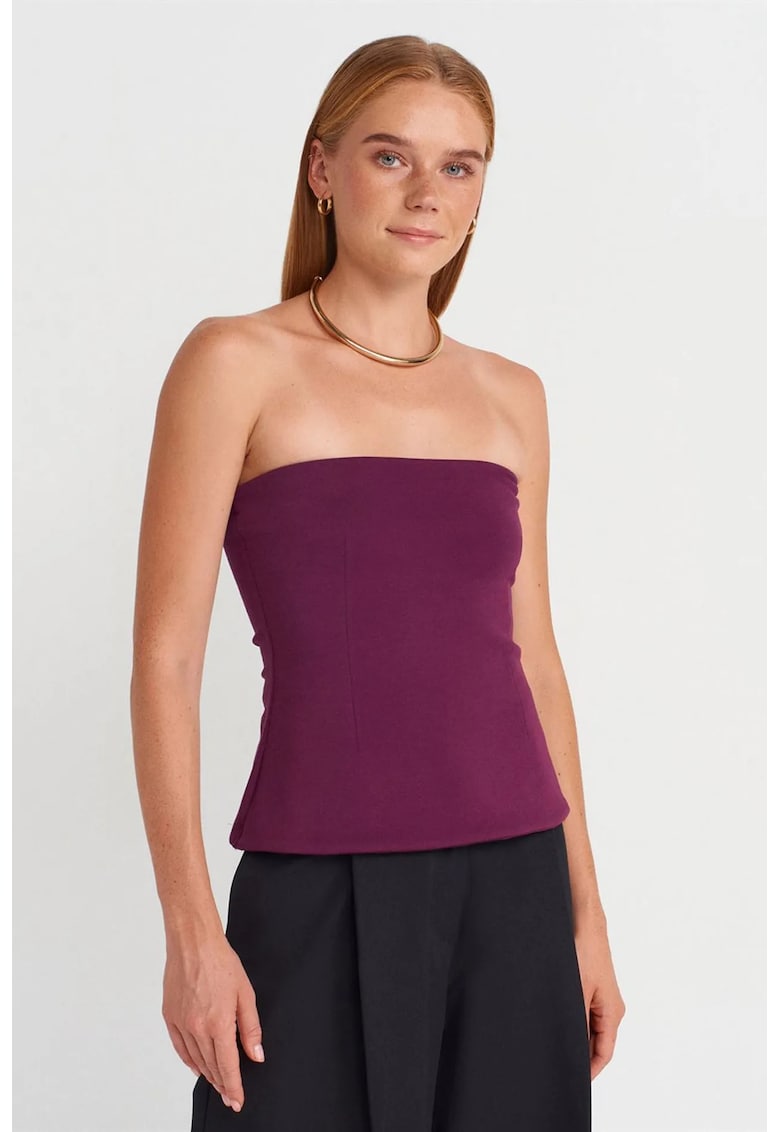 Bluza dama - slim-fit - elastic - mov ametist - bumbac