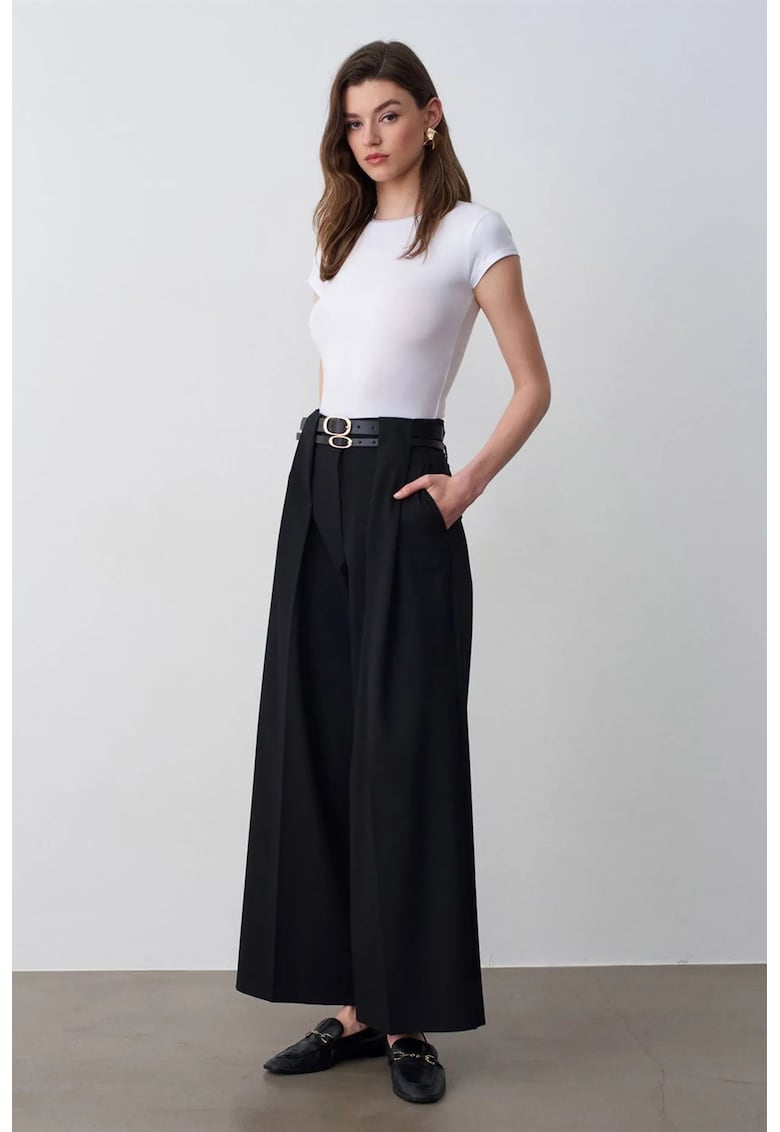 Pantaloni dama - negru - poliester-viscoza-elastan - Negru