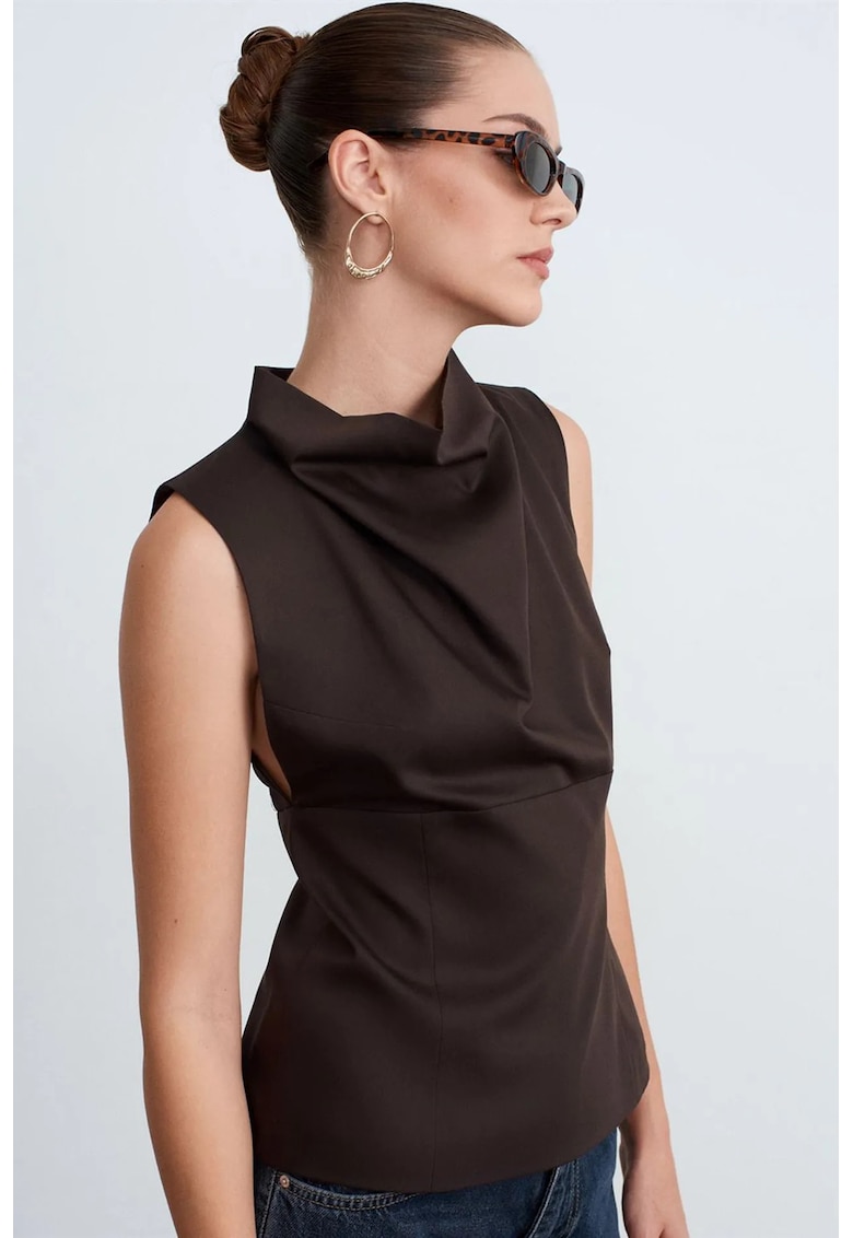 Bluza dama - Bluza fara maneci - drapaj - maro cafea