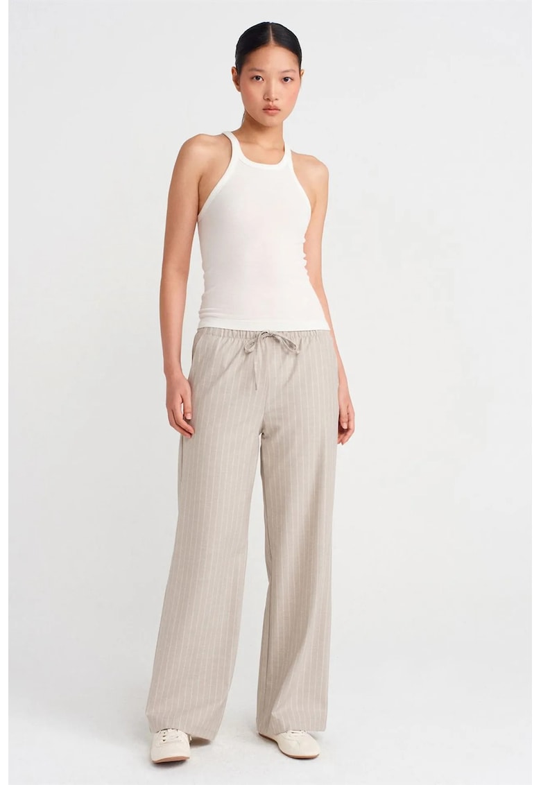 Pantaloni dama - croiala larga - cu snur - Piatra Naturala - tesatura medie