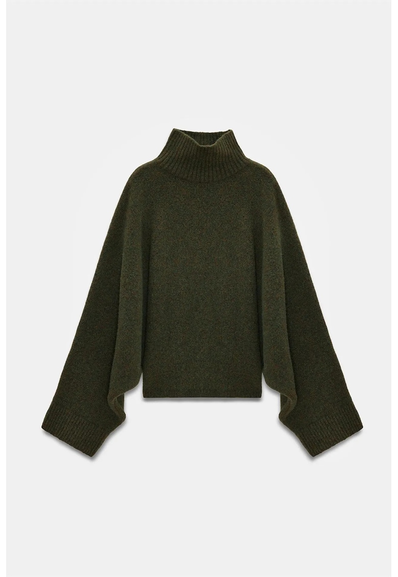 Pulover dama - supradimensionat - guler inalt - albastru marin - tridwqfwqcot gros - Verde padure