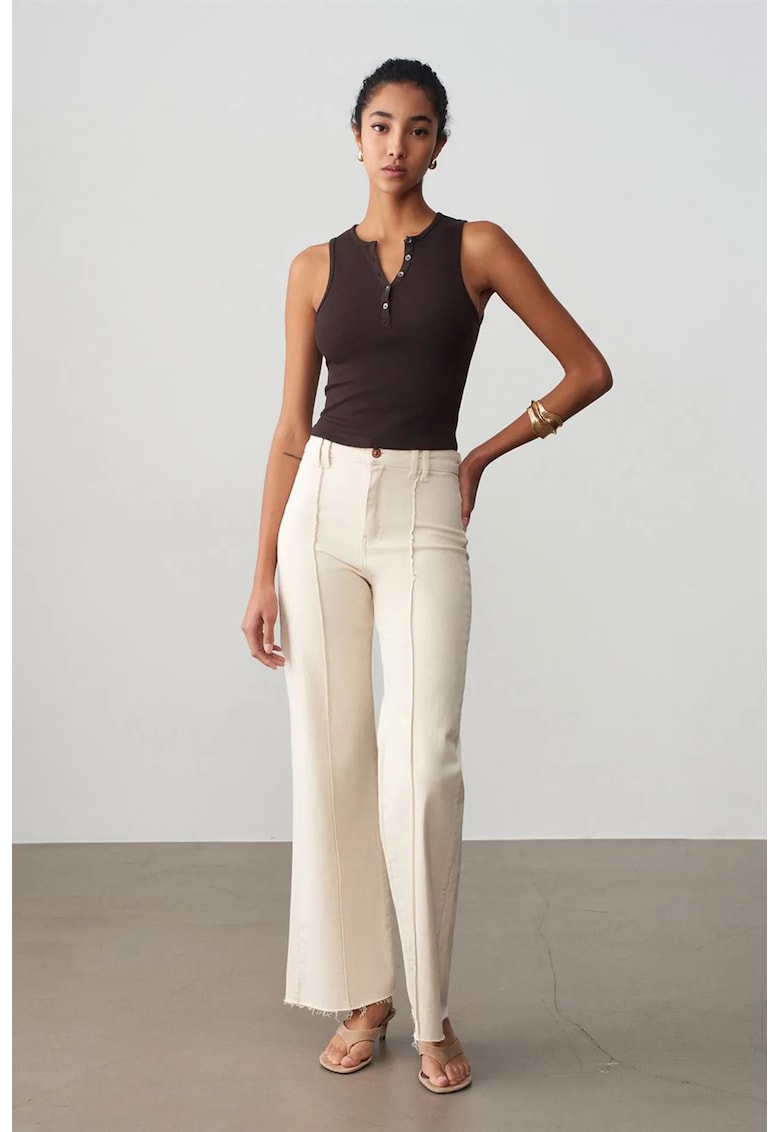 Bluze dama - crop top reiat - casual - maro - bumbac-elastan