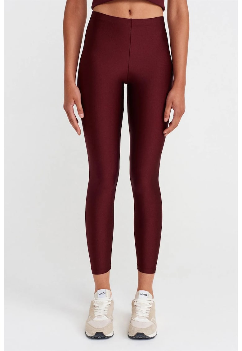 Colanti - cu talie inalta - croiala slim - rosu burgundy - elastic - 80% poliamida/20% elastan