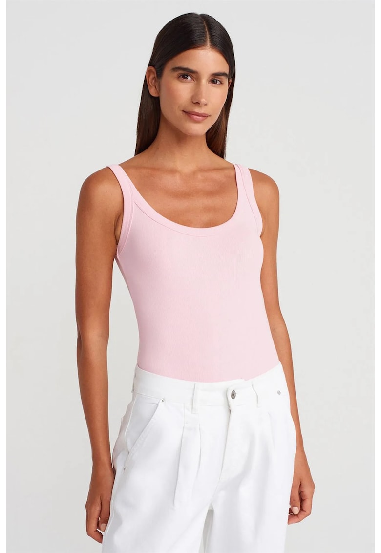 Body fara maneci - roz pudra - bumbac elastic - casual