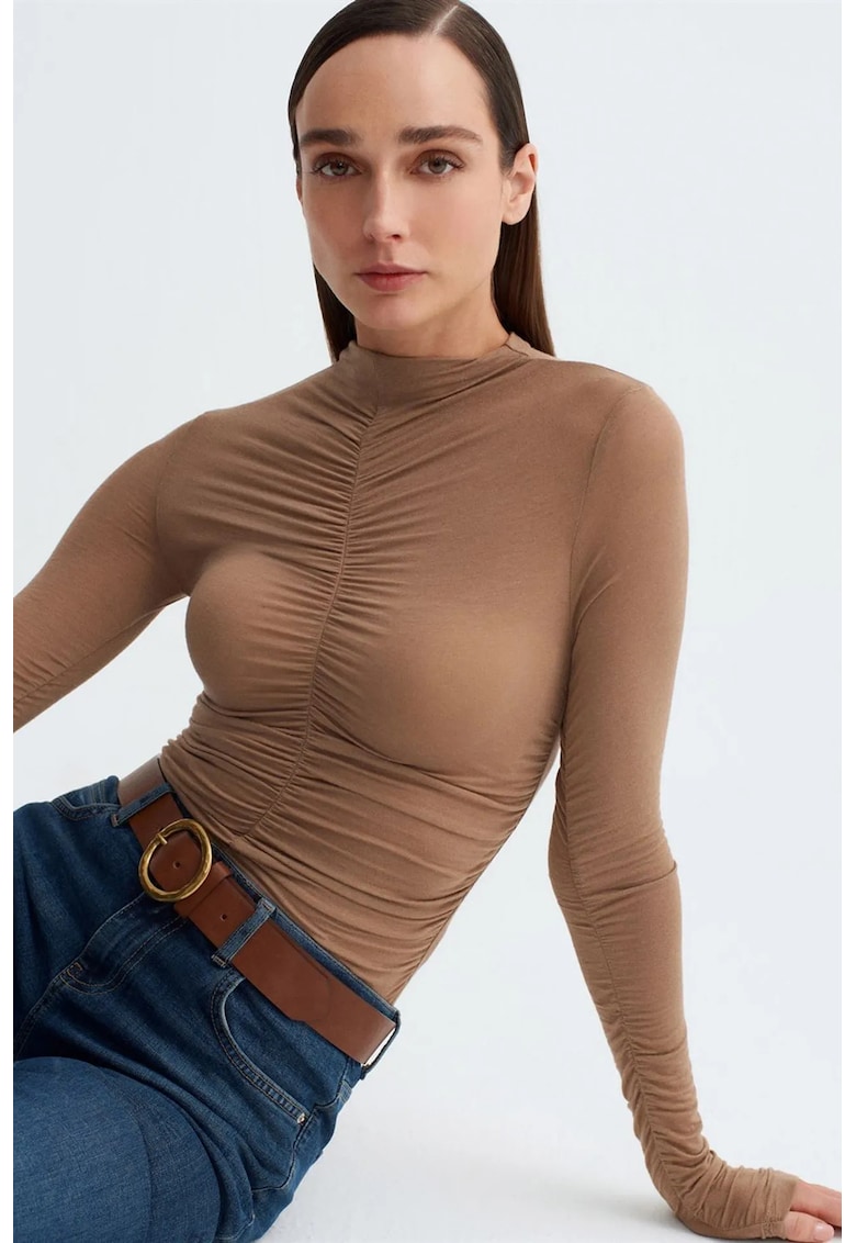 Bluza de dama - Bluza Slim Fit - casual - maro camel - jerseu