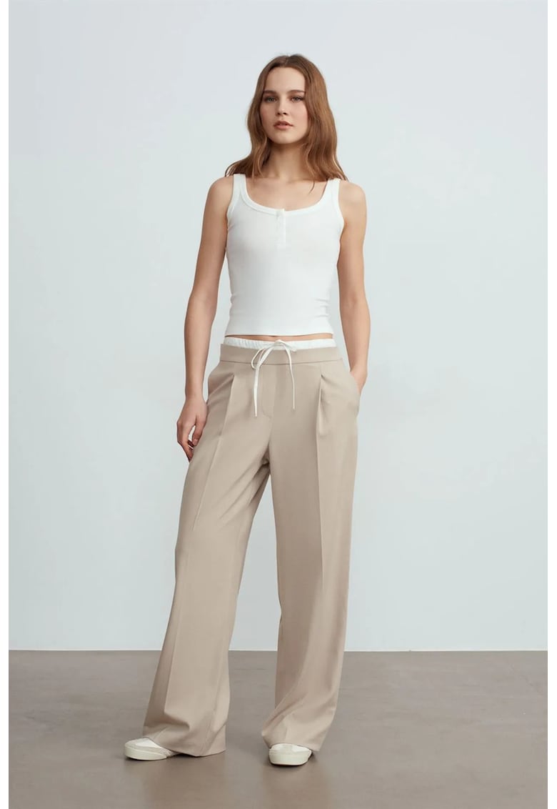 Bluze dama - bluza scurta cu bretele - alb - bumbac-modal-elastan