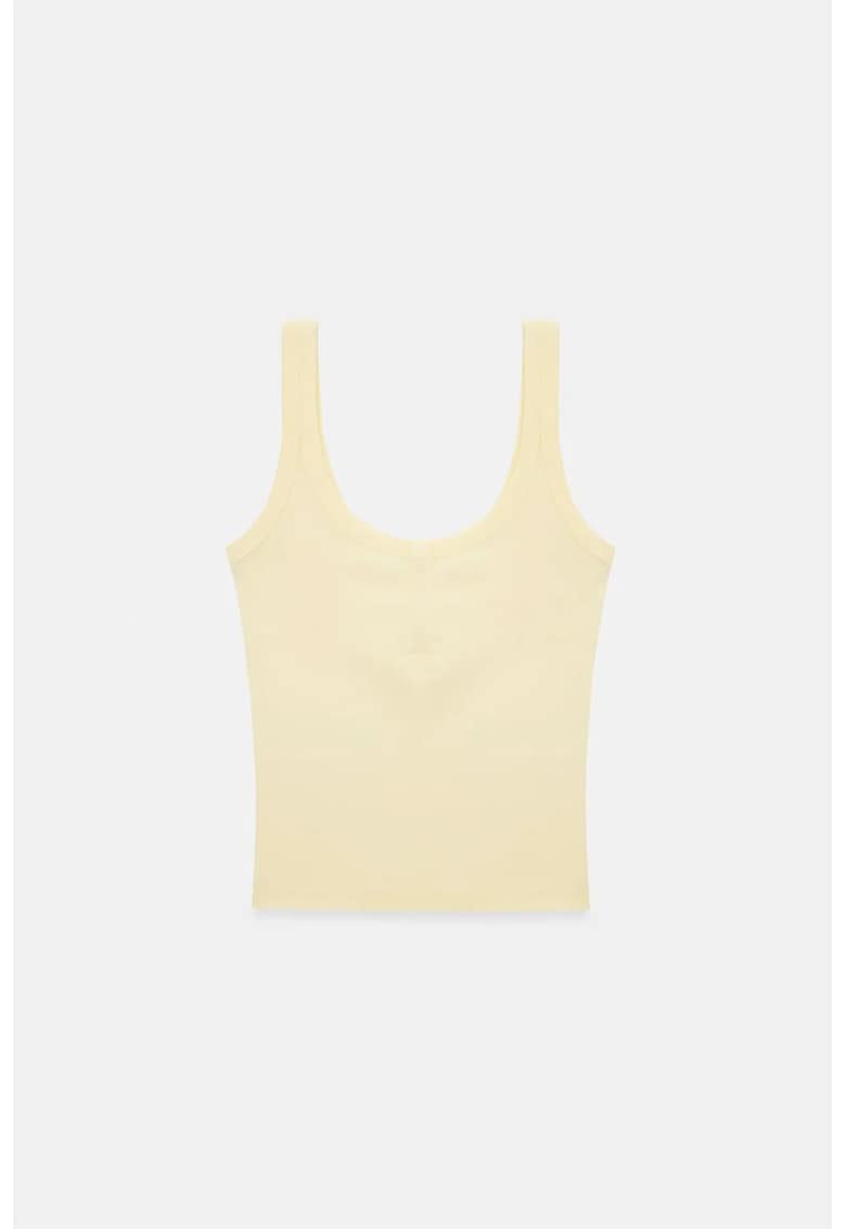 Bluza dama - scurta - galben lamaie - bumbac/modal/elastan