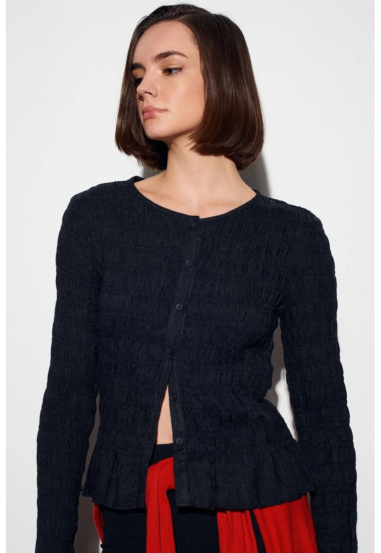Bluza dama - bluza din tricot texturat - maneca lunga - negru