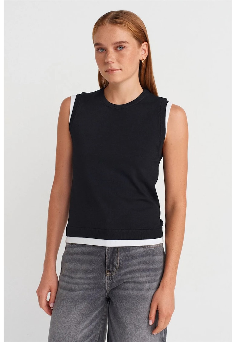 Top vesta fara maneci - negru - tricotat - casual -