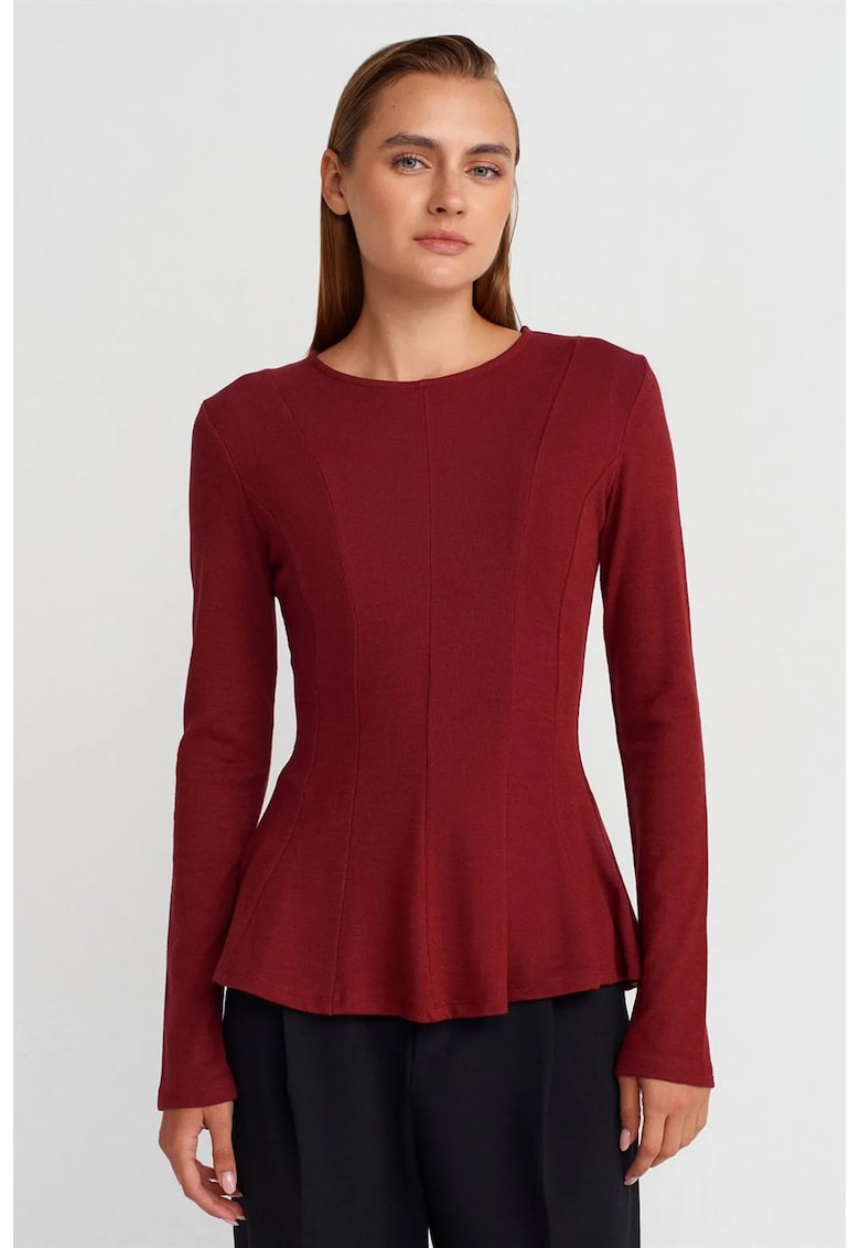 Bluza dama - Bluza tricotata texturata - maneca lunga - rosu burgundy - 68% viscoza