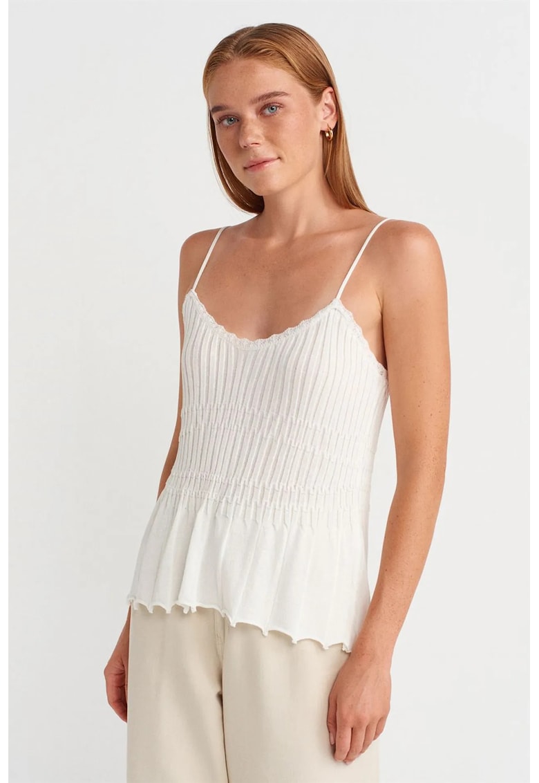 Bluza dama - bluza fara maneci - decolteu in V - alb - viscoza -