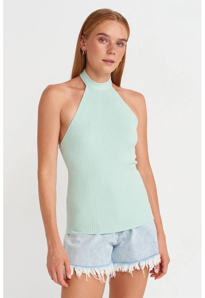Bluza dama - bluza mulata cu guler halter - verde menta - viscoza -