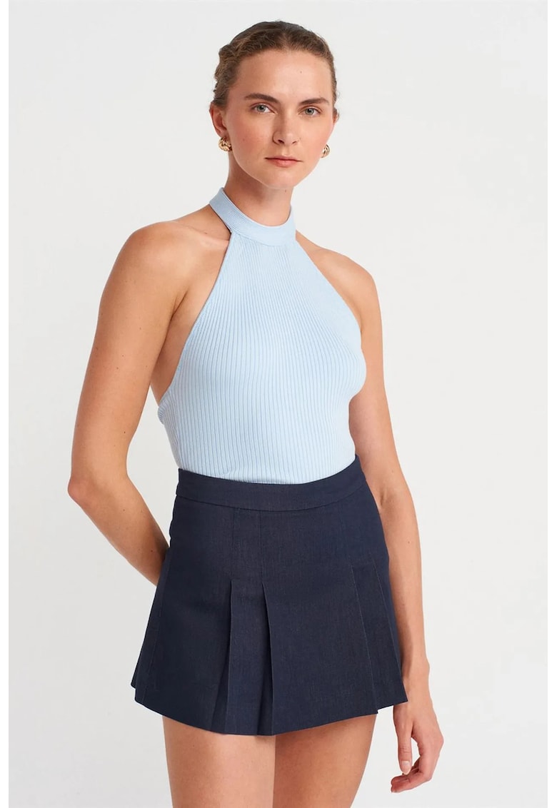 Bluza dama - mulata cu guler halter - casual - Baby Blue - 85% viscoza -